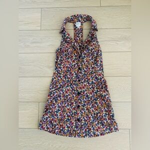 Anthropologie Maeve Amelia Floral Halter Collared Mini Dress size small